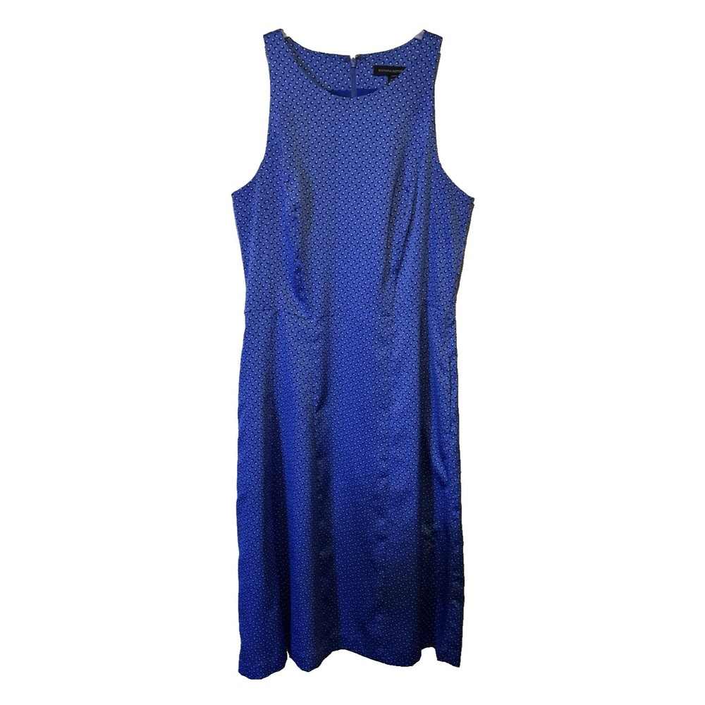 BANANA REPUBLIC  Women's Sleeveless Dress  Sz 10 A Line Blue Geometric Design‎